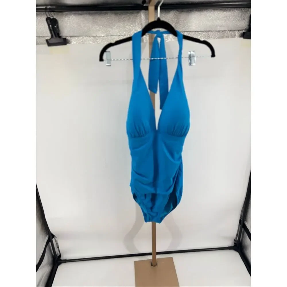 Lauren Ralph Lauren One-Piece Swimsuit Halter Blue Size 14